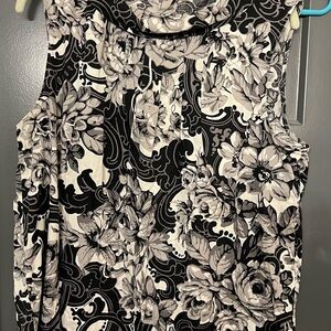 Talbots Floral Sleeveless Top - Black and White.  sz 14.